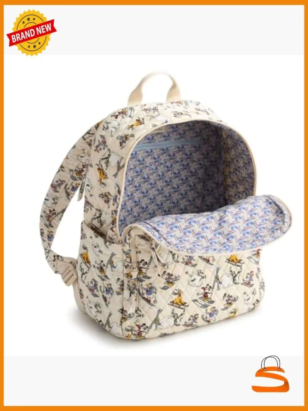 Disney Cotton Quilted Laptop Backpack, Premium Ski Mickey